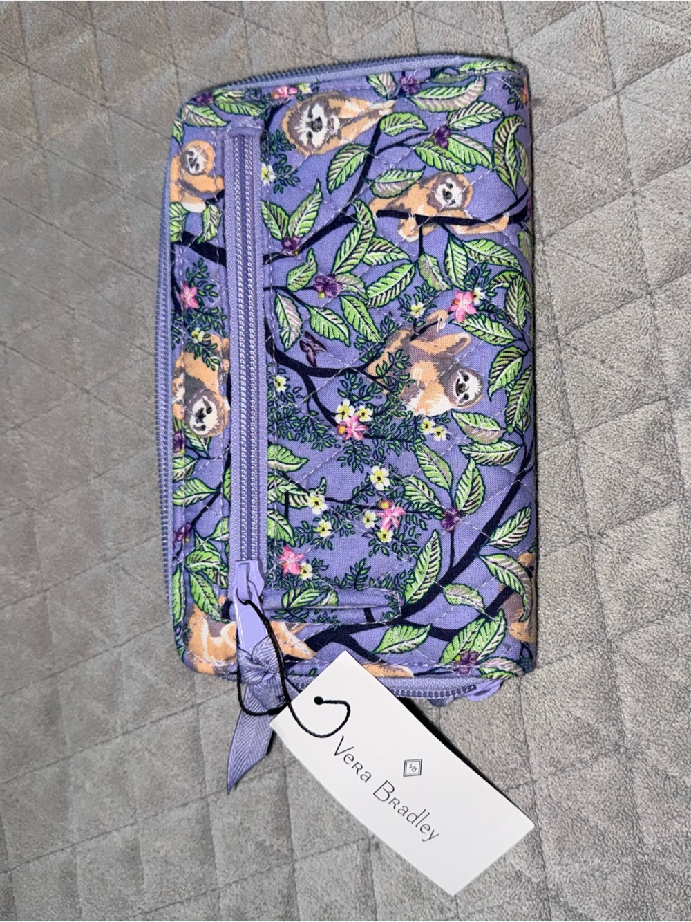 Vera Bradley Lavender Quilted Wallet with Sloth & Leaf Print - Picture 2 of 4